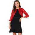 thumbnail image 1 of INSPIRE CHIC Boléro Cardigan en Satin Uni Élégant pour Femme, Ouvert à l'Avant, Manches 3/4, 1 of 6