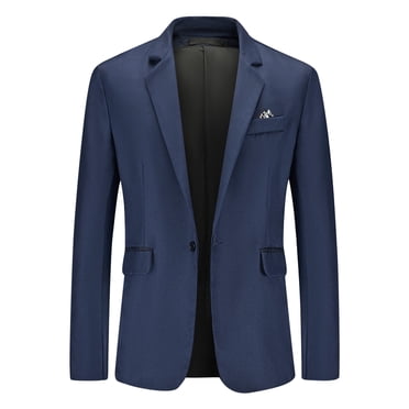 IROINNID Mens Blazer Reduced Leisure New Suit Color Matching Single Breasted Slim Middle-aged Suit Long Sleeve Hoodless Outwear & Jackets,Navy