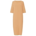 thumbnail image 2 of Innerwin Robe Midi Simple Robes pour Femmes Plage Col Rond Confortable Jaune TG, 2 of 4