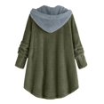 thumbnail image 3 of Womens Cardigan Plus Size Button Plush Tops Hooded Loose Cardigan Wool Coat Winter Jacket Navy Xl, 3 of 4