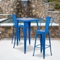 thumbnail image 2 of Bowery Hill Metal 3 Piece Bar Table Set in Blue, 2 of 4