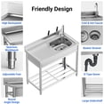 thumbnail image 1 of AKDSteel Évier Utilitaire Autoportant, Bol Simple en Acier Inoxydable avec Rangement sous le Comptoir et Plateau d'Égouttage, Comprend un Tuyau d'Eau Chaude et Froide et un Robinet, Parfait pour Garage, Restaurant Ou Buanderie, 1 of 7