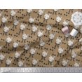 thumbnail image 2 of Soimoi Brown Poly Georgette Fabric Bow & Cat Face Kids Print Sewing Fabric Yard 52 Inch Wide, 2 of 3