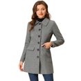 thumbnail image 1 of INSPIRE CHIC Women's Peter Pan Collar Single Breasted Mid Length Overcoat Grey M, 1 of 6