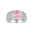 thumbnail image 1 of RYLOS Men's Rings Sterling Silver Designer Nugget Ring Oval 9X7MM Gemstone & Diamonds  Pink Ice October Birthstone Rings For Man Size 13, 1 of 7