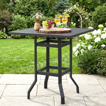 Costway Table de Bar Carré de Patio 32 Pouces en Métal Table de Café Bistro Jardin Terrasse Noir