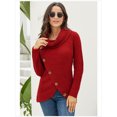 thumbnail image 1 of Chandails Femme Chauds Chandails Asymétriques Tricotés Col Roulé Uni Portefeuille Tricoté Manches Longues Chemises Hauts Décontracté TTG, 1 of 5