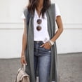thumbnail image 2 of FAIWAD Women's Sleeveless Cardigan Solid Color Draped Open Front Vest Plus Size Lightweight Coat, 2 of 6