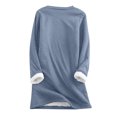 thumbnail image 3 of T-shirts Chemises pour Femmes Col Rond Poche Peluche Épaissie Chaud Manches Longues Hauts Chandail Ras du Cou Femmes en Liquidation, 3 of 4