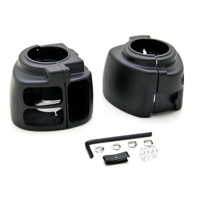 Krator Kit de Couverture de Contrôle de Commutateur de Guidon Noir Compatible avec Harley Davidson Softail 2000-2005