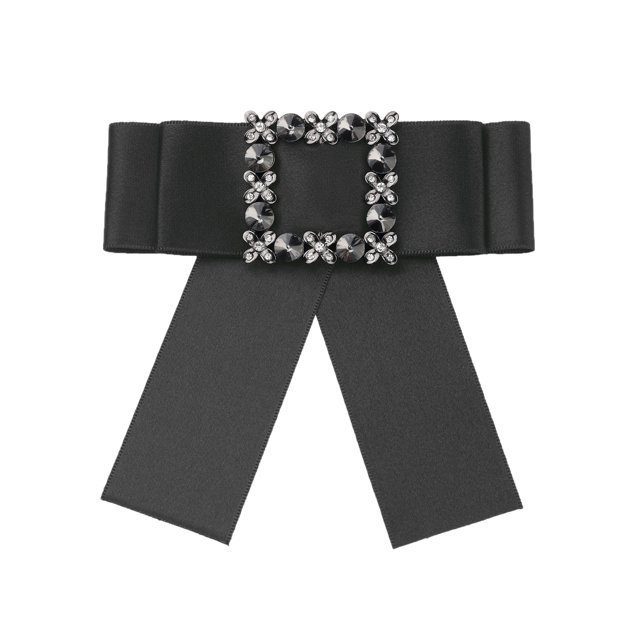 Unique Bargains Broche Carrée en Strass avec Nœud pour Femmes Couleur Unie Rétro Chic Noir
