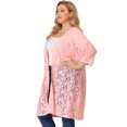 thumbnail image 4 of Agnes Orinda Cardigans pour Femmes Grande Taille en Dentelle Tricot Léger Manches 3/4 Cache-Maillot Cardigans 3X Rose, 4 of 6