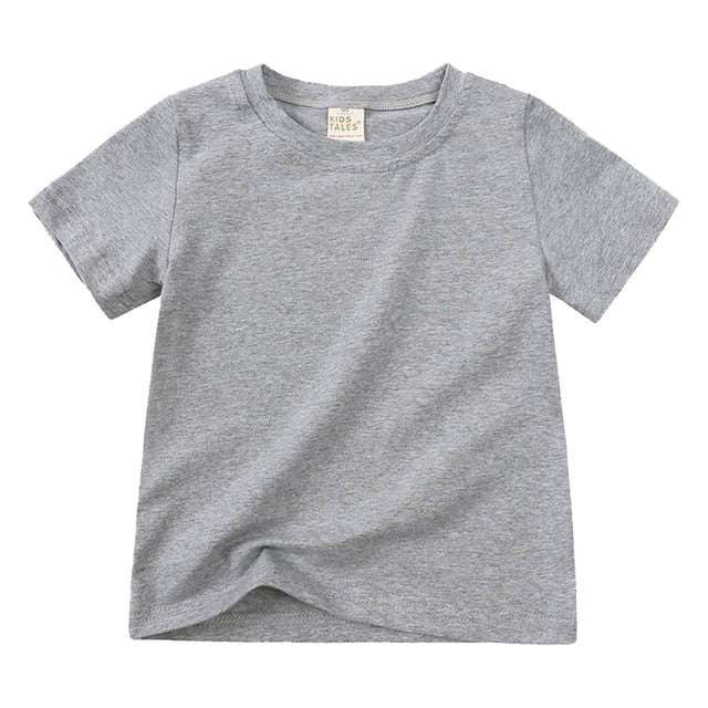B91xZ T-Shirt Fille 2024 Col Rond Classique Graphique Manches Courtes, Gris 8-9 Ans