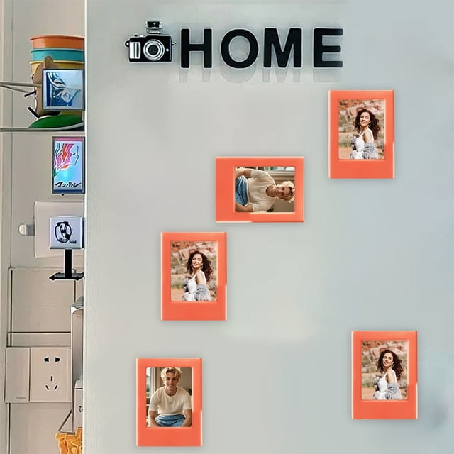 Magnetic Photo Frame for Wall or Fridge | ABS Plastic, No-Drill , Scratch-Resistant Clear Lens | 6.5x8.8cm | Multicolor | Waterproof, Easy Install Display Stand