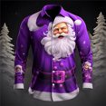 thumbnail image 2 of Kcodviy Mens Christmas Santa Digital Mesh Sleeve 3D Printed Button Lapel Shirt with Button Long Sleeve Shirt Top, 2 of 4