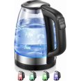 thumbnail image 1 of FOHERE Electric Kettle, 1.7L Glass kettle with 5 Temperature Control and 5 Colors LED Lights, Cordless Kettle with Stainless Steel Inner Lid & Bottom, 1 of 9