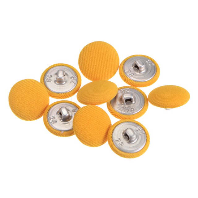Unique Bargains 10pcs 28L Fabric Cloth Covered Button 18mm Round Metal Shank Sewing Buttons for Suits Dress Blouses, Yellow
