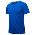 thumbnail image 1 of Fridja Chemise Habillée pour Homme T-Shirt Uni d'Entraînement Léger à Col Rond Chandail à Enfiler Hauts Décontractés Manches Courtes T-Shirts à Séchage Rapide pour Rendez-Vous Mariage (Bleu, 2TG), 1 of 4