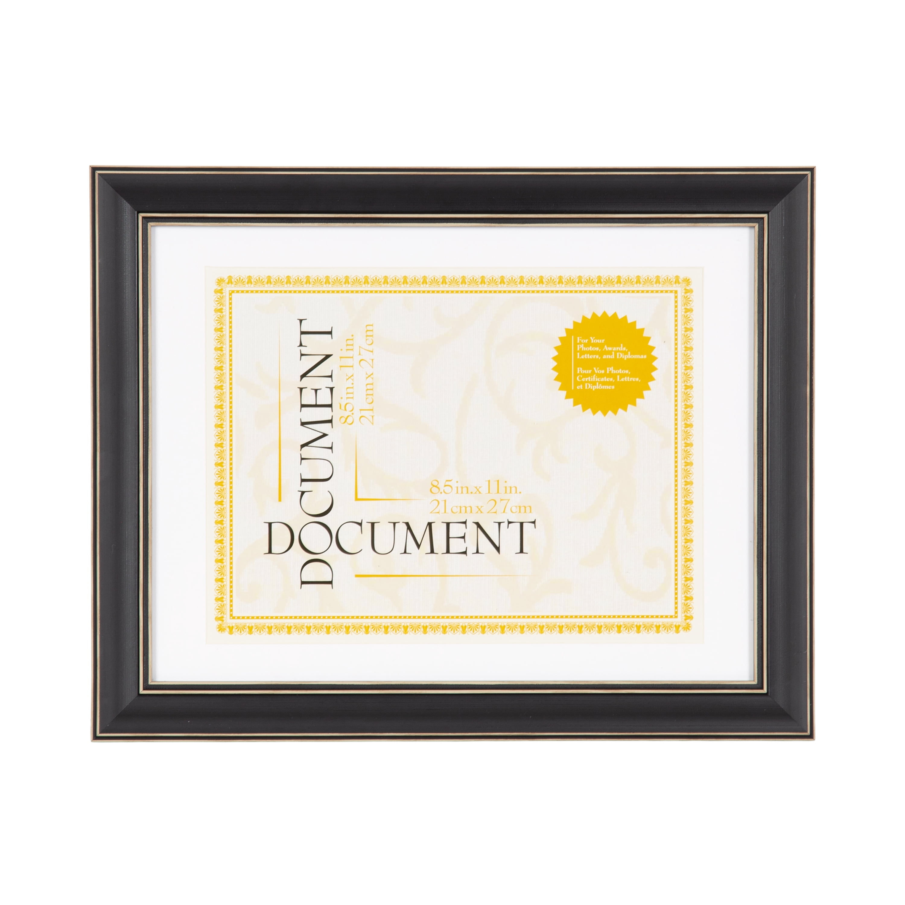 DesignOvation Bagnell 8.5" x 11" Black Document Frame
