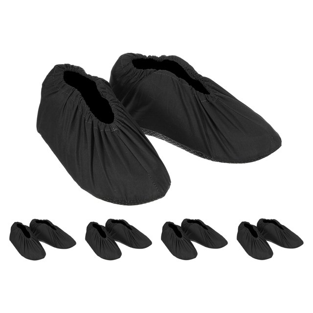 Unique Bargains Couvre-Chaussures, 5 Paires de Protège-Chaussures Réutilisables pour l'Intérieur, Noir