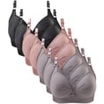 thumbnail image 1 of cfhntfmh 7pc Plus Size Bras for Women Soft Wireless Liftup Pleated Bralettes Front Trim Adjustable Strap Push up Bras, 1 of 2