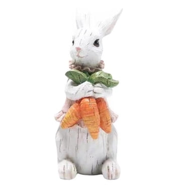 Binwennn Easter Bunny Crafts Resin Rabbit Hug Carrot Figurine Easter Cute Rabbit Statue For Home Desktop Garden Decoration Teacher Ornament Stepmom Ornament Dated Christmas Ornament Vintage Ornament