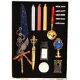 thumbnail image 1 of XYCCA Quill Pen and Ink Set, Vintage Quill Pen Set with 5 Replaceable Nibs Ink Absorbent Smooth Writing Metal Feather Pen Set Unique Gift (Navy Blue)-4995, 1 of 5