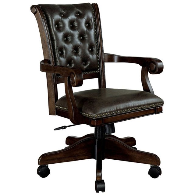 Bowery Hill Contemporary Wood Adjustable Game Chair in Brown