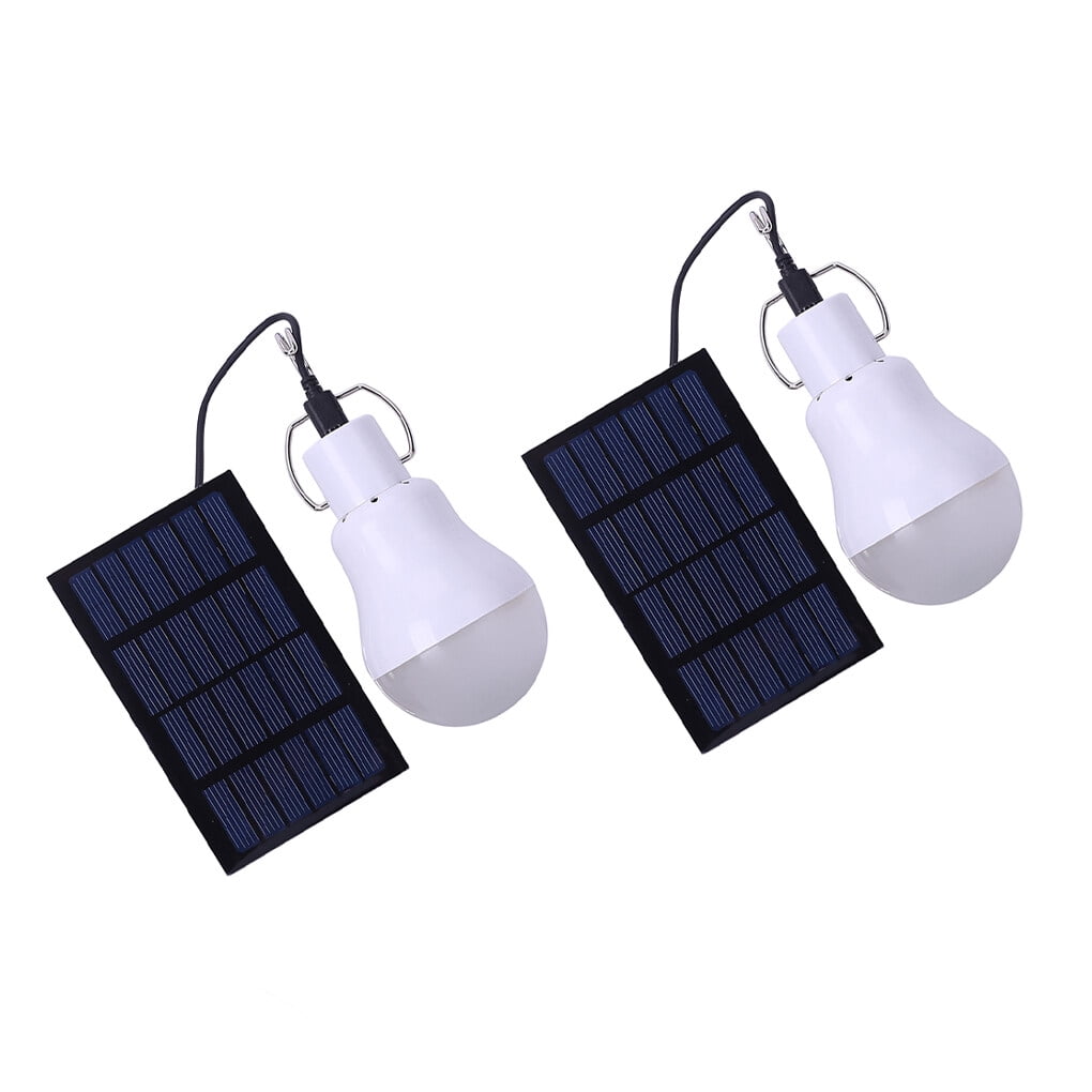 Solar Panel Light Bulb Device 15W Tents Lamps Simple Indoor Outdoor Camping Tent Lamp Lighting Accessory Hanging Lights Devices 2pcs