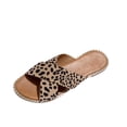 thumbnail image 1 of Penkiiy Womens Studded Flat Sandals Open Toe Slip On Mule Slides Crossed Strap Slipper 36 Brown, 1 of 9