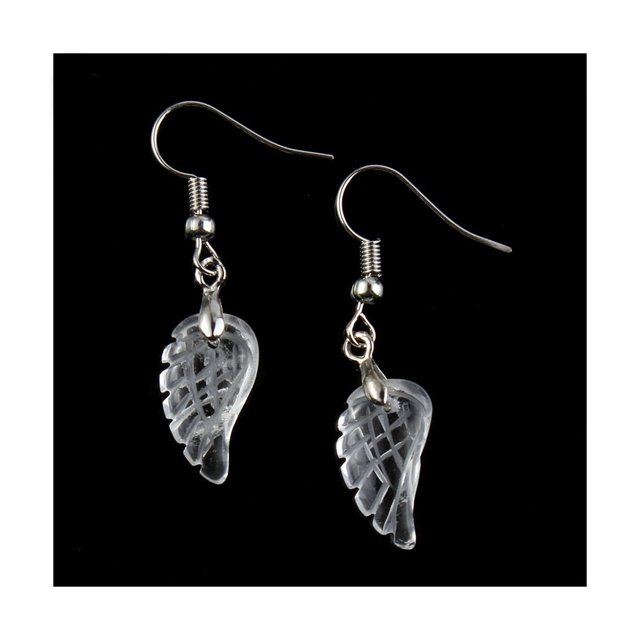 1 Pair Pearl Earring Ear Stud Sweet Gift Exquisite Attractive Beautiful Long-lasting Rustproof Carved Crystal Angel Wing Type 2