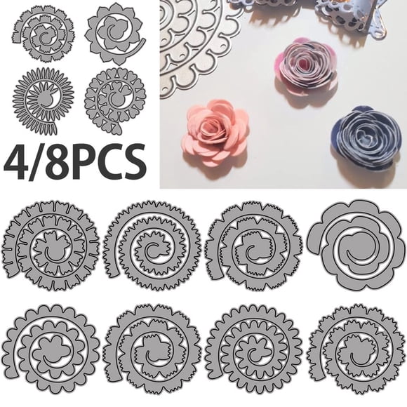 3D Spiral Flower Metal Cutting Dies Garland Embossing Stencils DIY Handmade Flower Crafting Tool for Scrapbooking Greeting Card Cake Decoration