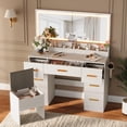 thumbnail image 2 of Yiwa Coiffeuse de 45,9 Po avec Modes d'Éclairage Réglables, Grand Miroir et 8 Tiroirs de Rangement, 2 of 9