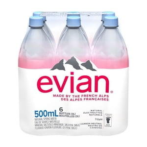 evian natural spring water 6 x 500 mL, Bottles
