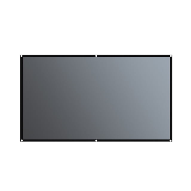 Projector for Outdoor Movies with Screen Metal Curtain Projection Screen 60 Inch, featuring a gray 16:9 foldable and washable metal light-resistant curtain. The screen measures 52.36 x 29.52 inches and includes 16 hooks for easy installation. Designed for home, outdoor, and indoor use, it offers high color reproduction, clear imaging, and 1080P clarity even in ambient light. The ironable surface resists creases and can be cleaned with alcohol or wet wipes.