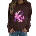 thumbnail image 1 of Rbaofujie Chandails Légers pour Femmes Femmes Mode Décontractée Imprimé Col Rond Ample Manches Longues T-shirt Hauts Blouse Brun Chandails à Capuche Graphiques pour Femmes, 1 of 4