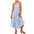 thumbnail image 2 of EGNMCR Robes d'Été Femmes Tendance 2024 Robe Bohème d'Été pour Femmes Imprimée Épaule Sans Manches Smockée Fluide à Volants Plage Maxi, 2 of 5