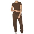 thumbnail image 1 of Yuyuzo Ensemble 2 Pcs pour Femme Survêtement Décontracté T-Shirt Court à Manches Courtes Col Ras du Cou Pantalon Jogger Ensembles de Sport, 1 of 7