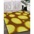 thumbnail image 3 of Ahgly Tapis Rond Lavable en Machine Intérieur Transitionnel Jaune, 8 Pieds Rond, 3 of 7