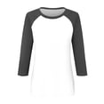 thumbnail image 4 of TSADFHJI Chemise Noire à Manches Longues pour Femmes Col en V Manches 3/4 Haut d'Été Décontracté Polyvalent Raglan Col Rond Chemise Décontractée Haut S Gris Foncé, 4 of 5