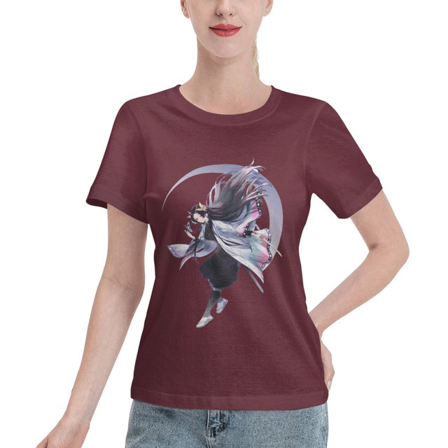 T-Shirt Basique à Manches Courtes pour Femmes Demon Slayer Ninja Papillon