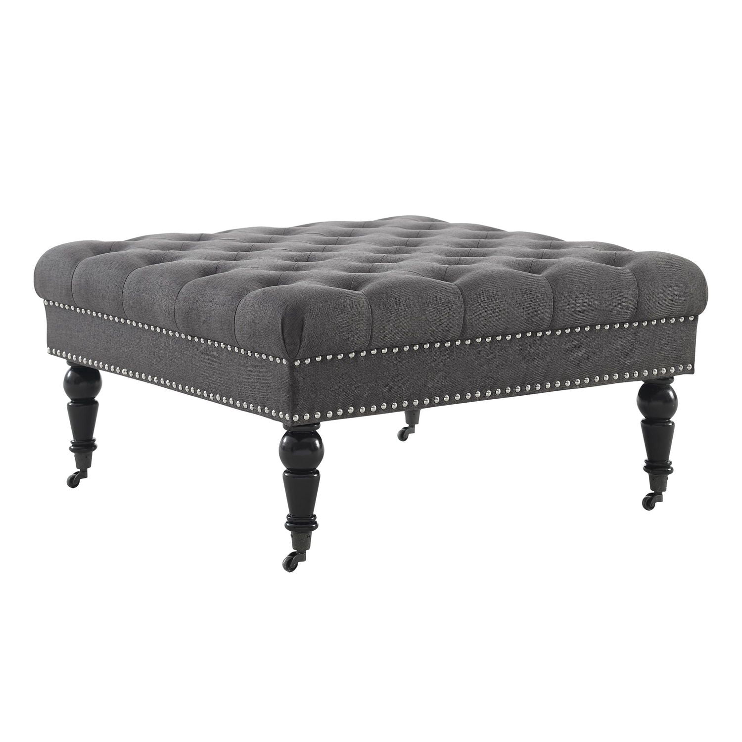 Pouf tufté carré Aubrey charcoal