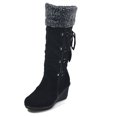 thumbnail image 2 of LSLJS Bottes de Neige à Talons Compensés pour Femmes avec Pompons, Manches Hautes, Bout Rond, Bottes de Marche d'Extérieur, 2 of 6