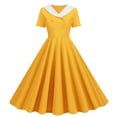 thumbnail image 1 of Babysbule Robe pour Femme 2024 Été Mode Femmes Décontractée Unie Vintage à Manches Courtes à Col en V Robe Mini pour Dames, 1 of 7