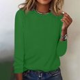 thumbnail image 2 of CEHVOM Blouse d'Été Décontractée à Manches Longues pour Femme, Col Rond, Hauts Unis, T-Shirt, Liquidation, 2 of 4