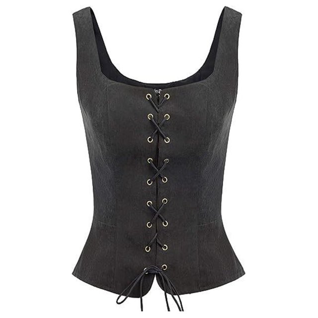 BLVB Renaissance Corset Tops Women Medieval Sleeveless Vest Western Outfit Plus Size Lace up Bodice