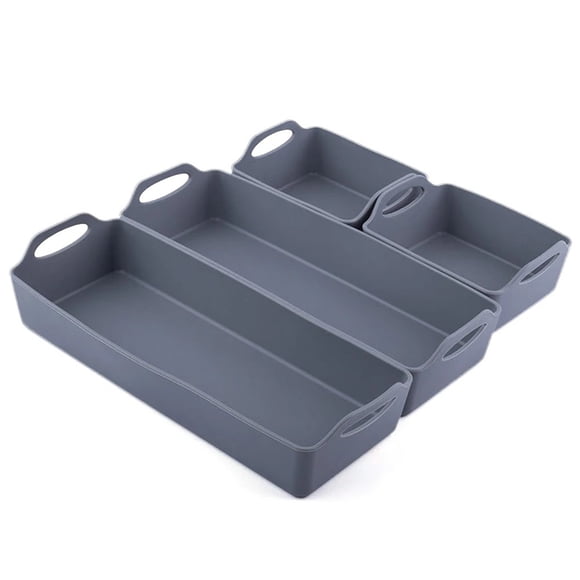 Graflsoa Non-Stick Silicone Baking Pan Dividers Set - 4-Piece Gray Heat-Resistant Compartment Trays for Customizable Cooking
