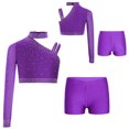 thumbnail image 1 of Manyakai Gymnastic Dance Outfits for Girls Latin Jazz Dance Performance Costumes Athletic Sports Workout Purple 16, 1 of 7