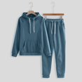 thumbnail image 2 of 2 Piece Sweatsuits for Womens Clearance Solid Color Pocket Drawstring Pullover Sweatpant Set Lounge Tracksuit Casual Plus Size Lightweight Loose Ladies Outfits Fall Winter 2023 Black L, 2 of 5