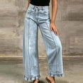 thumbnail image 2 of Hinvhai Womens Ruffle Wide Leg Jeans Cropped Elastic High Waisted Baggy Denim Pants Light Blue S(S), 2 of 7